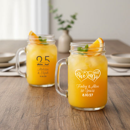 Anniversary Personalized Mason Glass Mug (Set of 24)