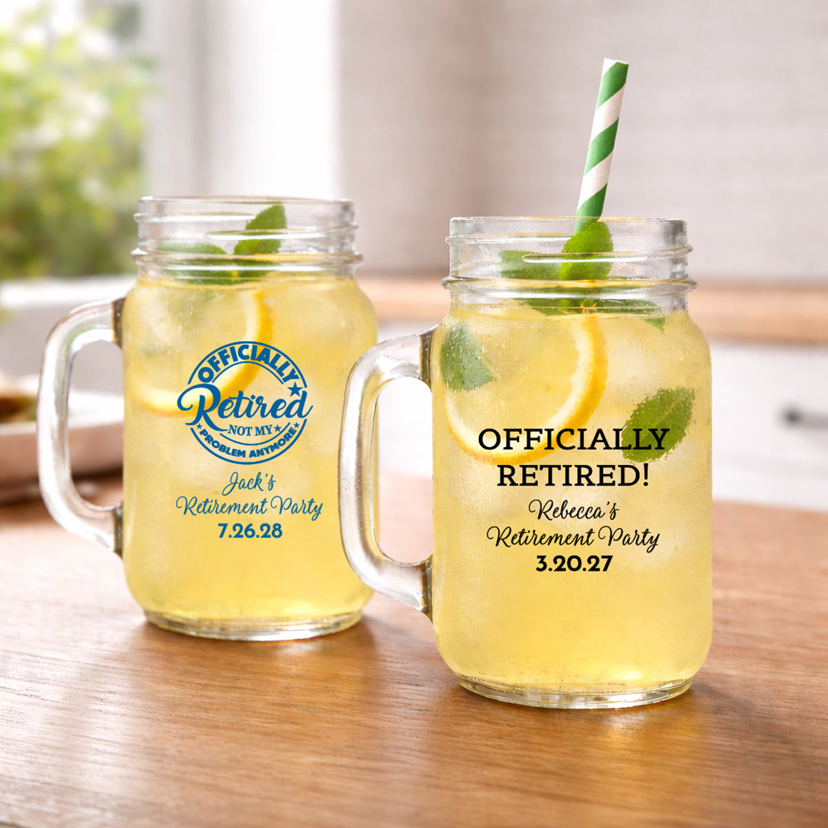 Retirement Personalized Mason Glass Mug (Set of 24)