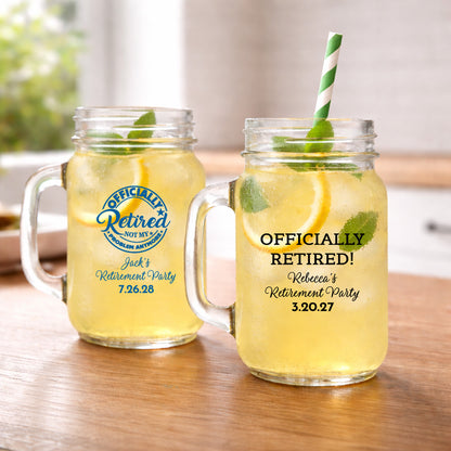 Retirement Personalized Mason Glass Mug (Set of 24)