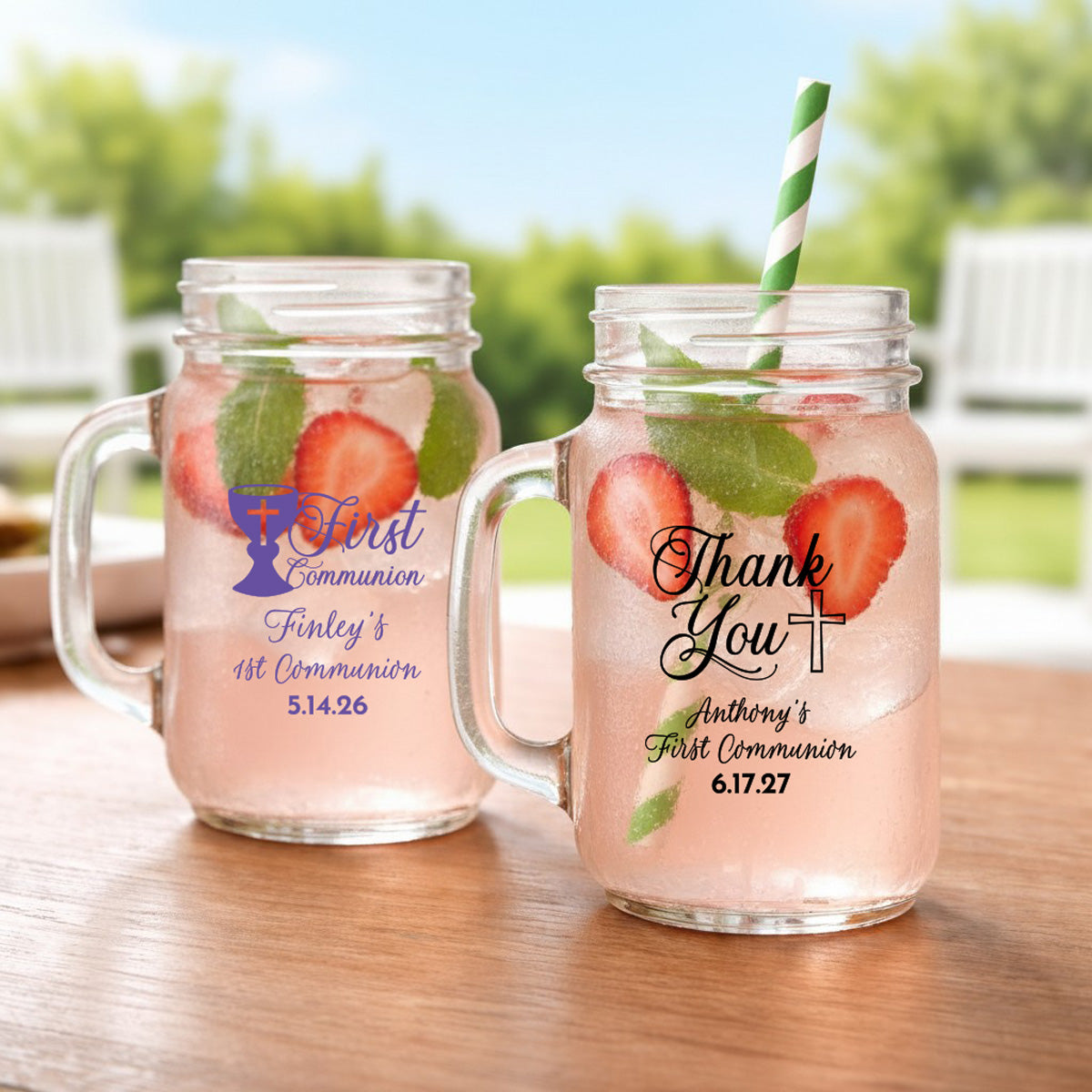 Holy Communion Personalized Mason Glass Mug (Set of 24)