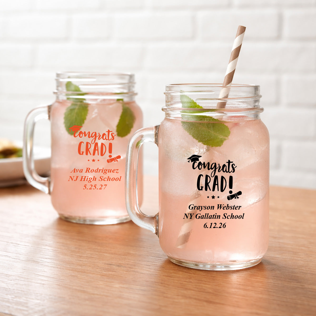 Congrats Grad Personalized Mason Glass Mug (Set of 24)