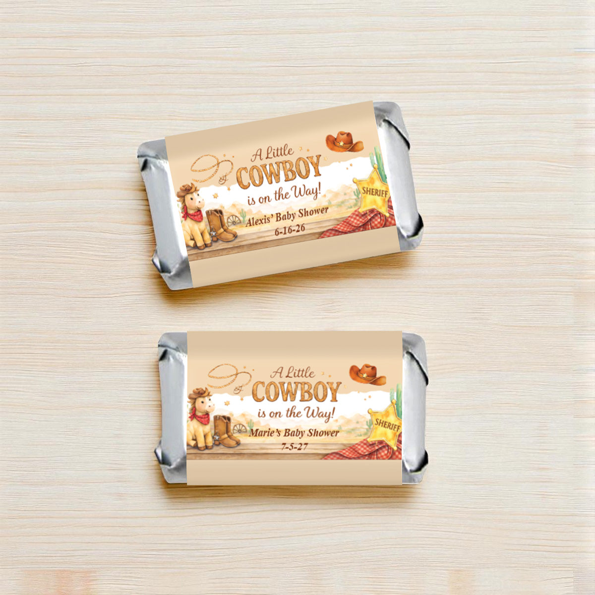 A Little Cowboy is on the Way Personalized Chocolate Hershey's Miniatures (Set of 40)