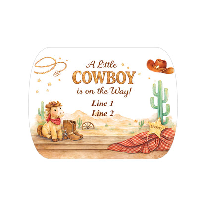 A Little Cowboy is on the Way Wild West Rodeo Personalized Empty Mint Candy Tins (Set of 12)