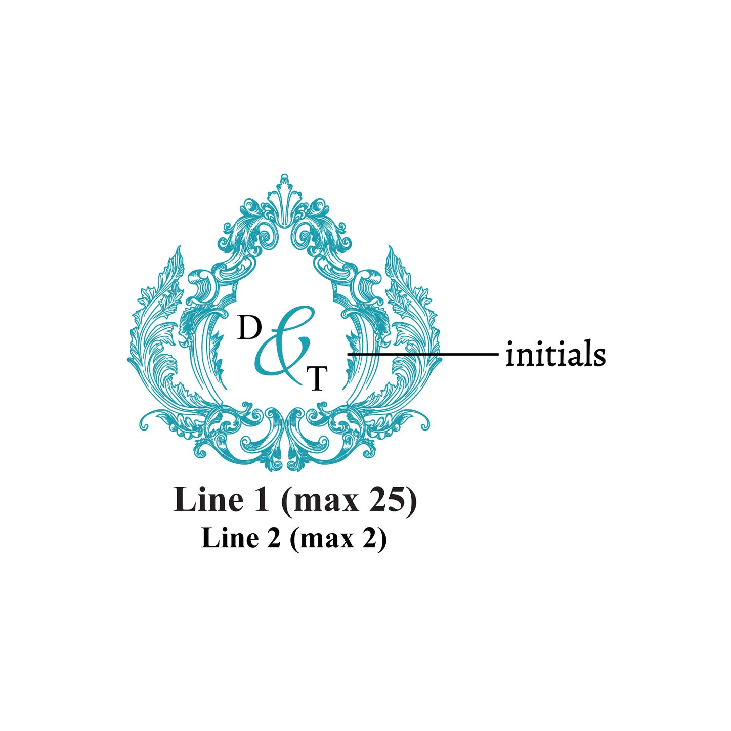 Ornate Initial Personalized Wedding Aisle Runner