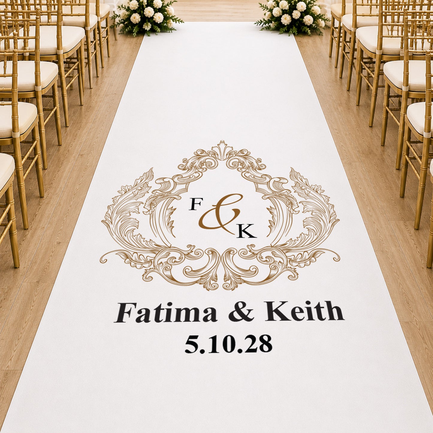 Ornate Initial Personalized Wedding Aisle Runner