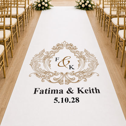 Ornate Initial Personalized Wedding Aisle Runner