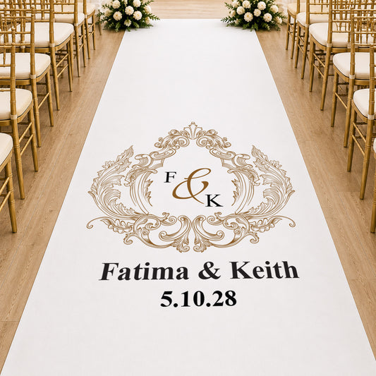Ornate Initial Personalized Wedding Aisle Runner