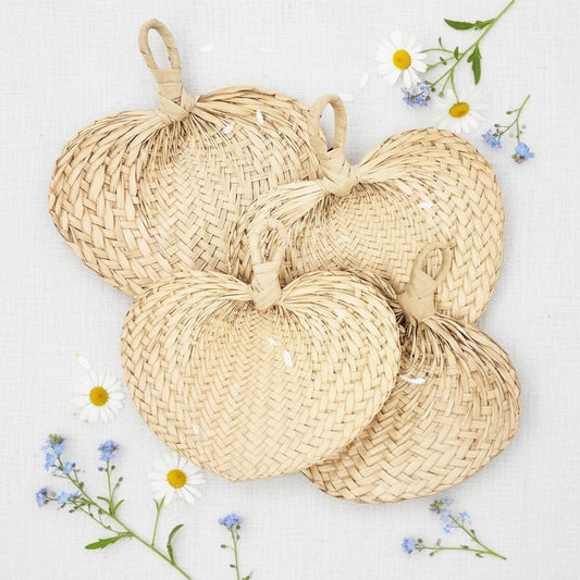 Raffia Natural Fans - Party Supplies - 10 Pieces