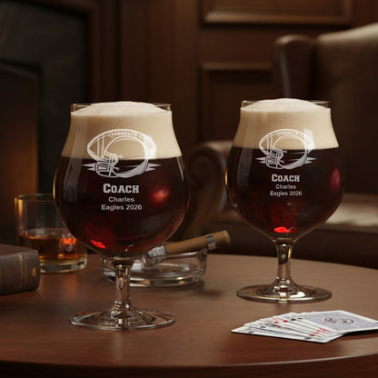 Football Personalized Beer Snifter - Set of 4