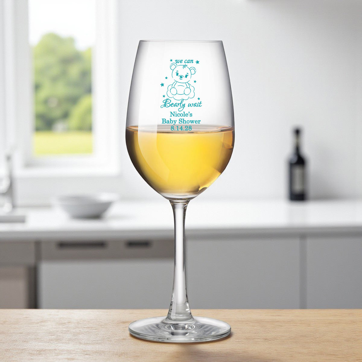 We Can Bearly Wait Personalized Wine Glass with Stem (Set of 24)
