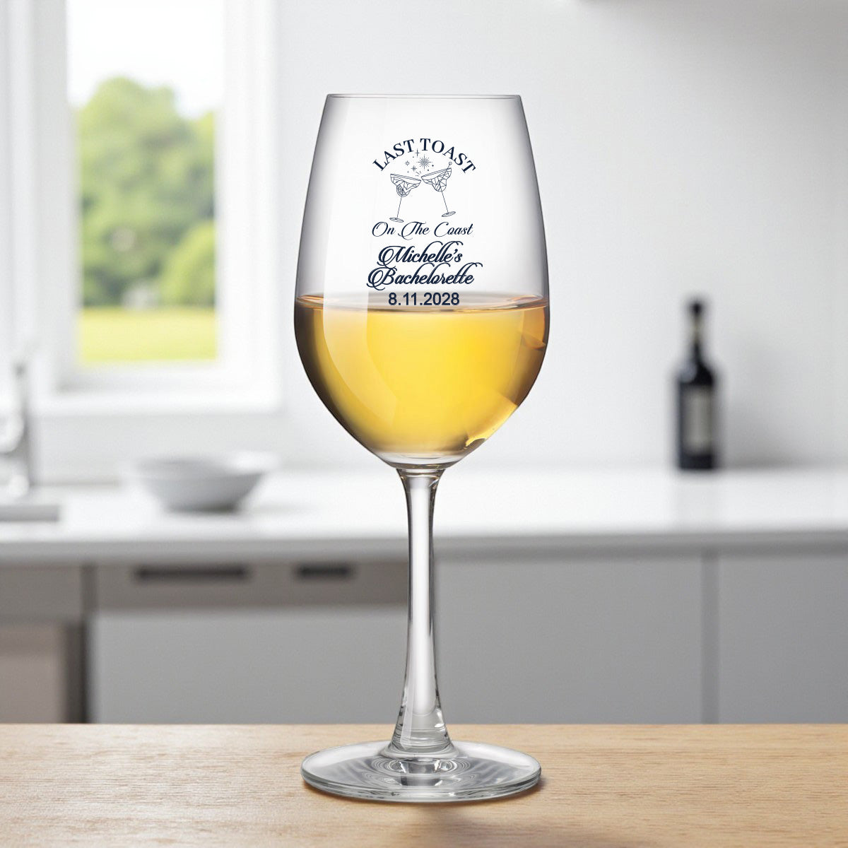 Last Toast On The Coast Personalized Wine Glass with Stem (Set of 24)