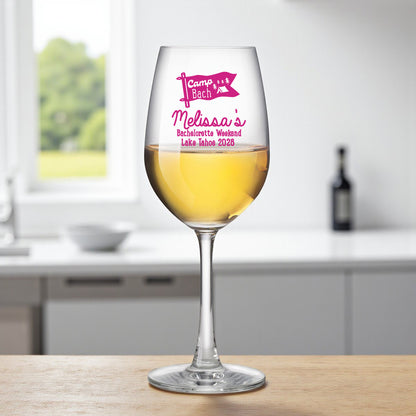 Camp Bach Personalized Wine Glass with Stem (Set of 24)