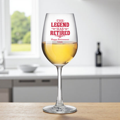 The Legend Has Retired Personalized Wine Glass with Stem (Set of 24)