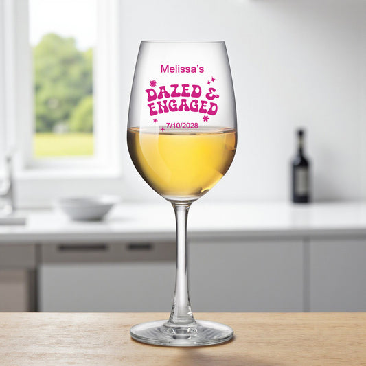 Dazed And Engaged Personalized Wine Glass with Stem (Set of 24)