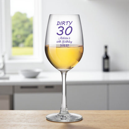 Adult Birthday Personalized Wine Glass with Stem (Set of 24)