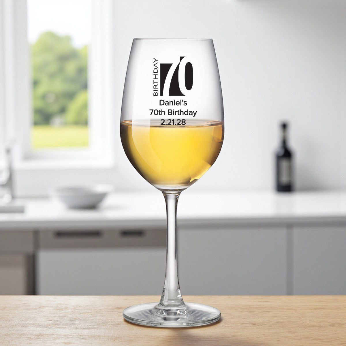 70th Birthday Personalized Wine Glass with Stem (Set of 24)