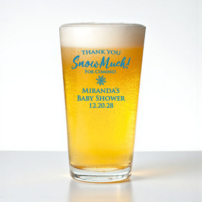 Thank You Snow-Much! Personalized Pint Beer Glass (Set of 18)