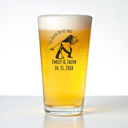 Til Death Do Us Part Personalized Pint Beer Glass (Set of 18)