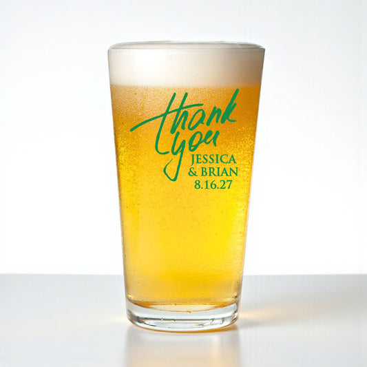 Thank You Personalized Pint Beer Glass (Set of 18)