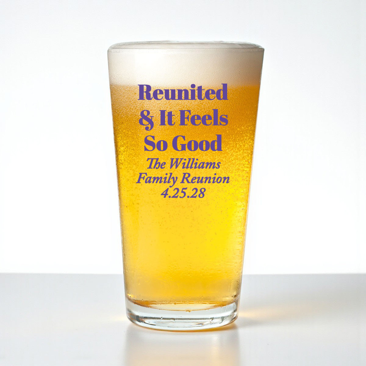 Family Reunion Personalized Pint Beer Glass (Set of 18)