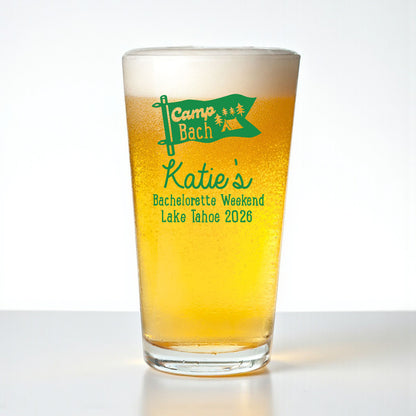 Camp Bach Personalized Pint Beer Glass (Set of 18)