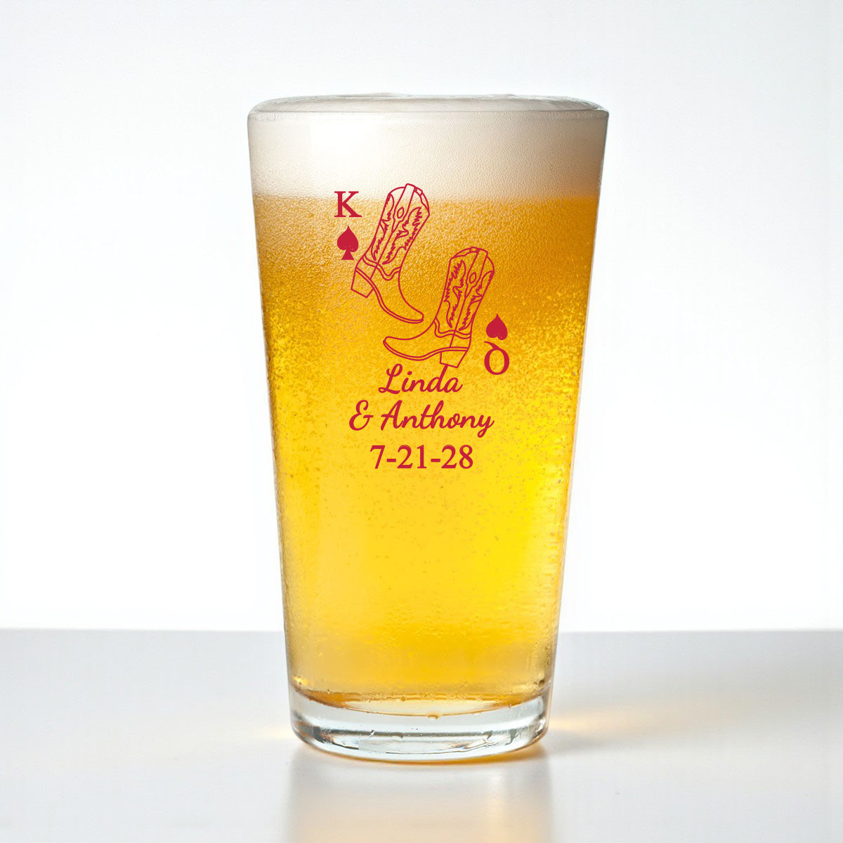 Western Cowboy Boots Personalized Pint Beer Glass (Set of 18)