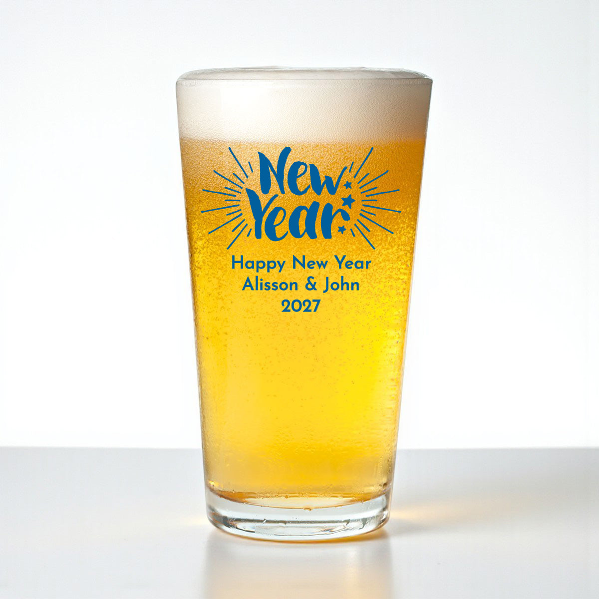 Holiday Christmas Personalized Pint Beer Glass (Set of 18)