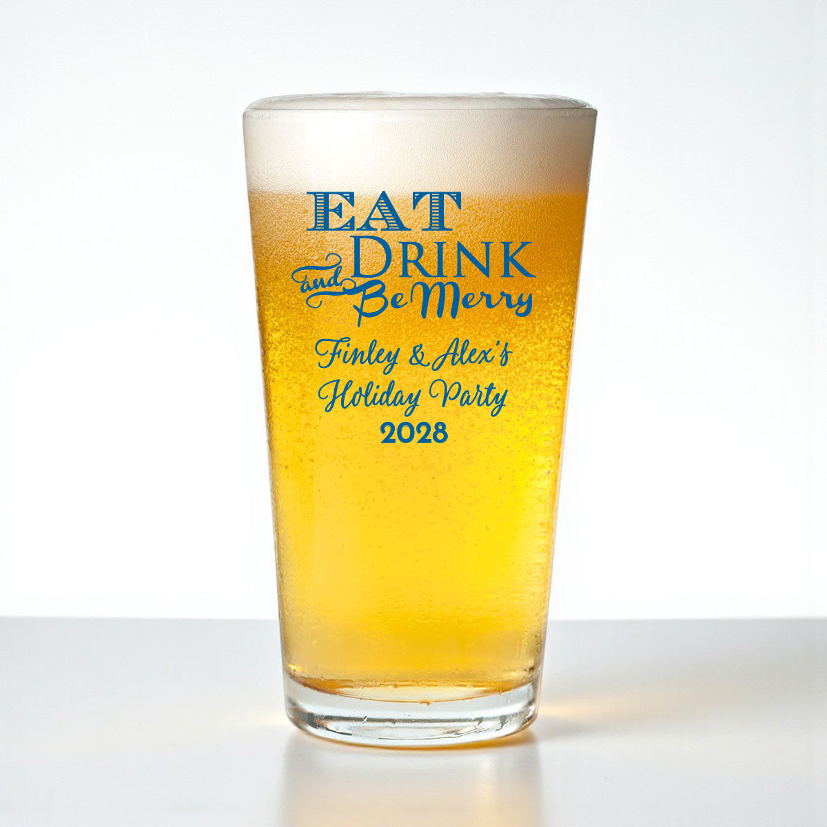 Holiday Personalized Pint Beer Glass (Set of 18)