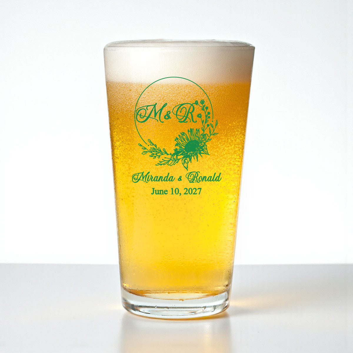 Sunflower Personalized Pint Beer Glass (Set of 18)