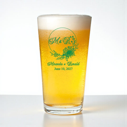Sunflower Personalized Pint Beer Glass (Set of 18)