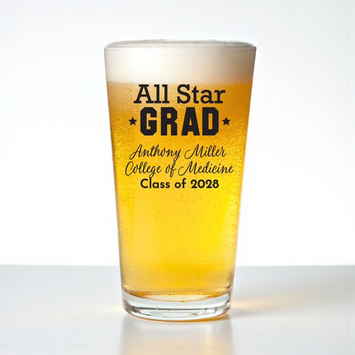 Graduation Personalized Pint Beer Glass (Set of 18)