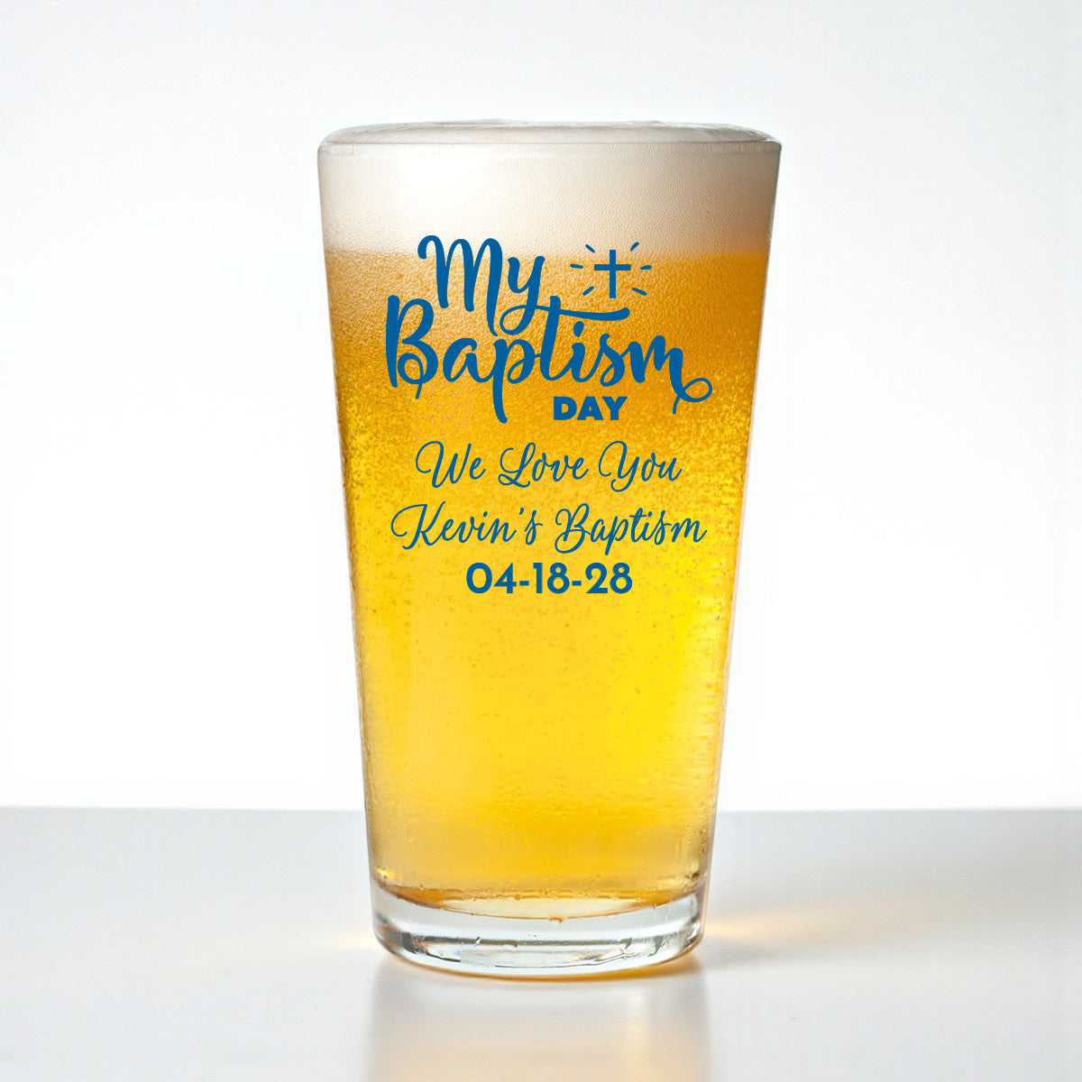 Baptism Personalized Pint Beer Glass (Set of 18)