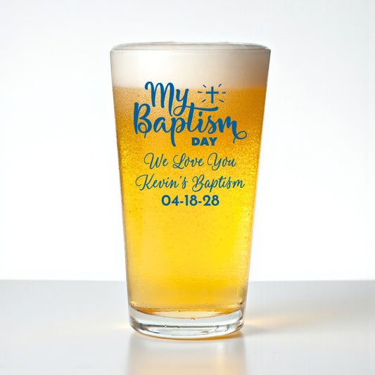 Baptism Personalized Pint Beer Glass (Set of 18)