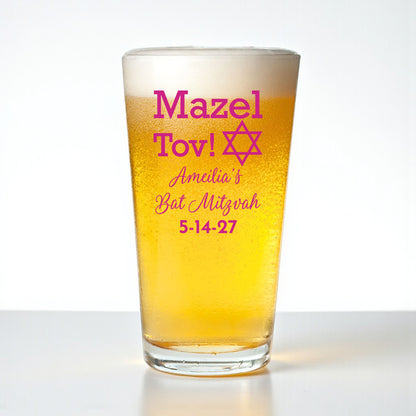 Bar/Bat Mitzvah Personalized Pint Beer Glass (Set of 18)