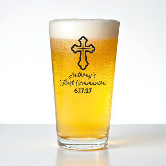 Holy Communion Personalized Pint Beer Glass (Set of 18)