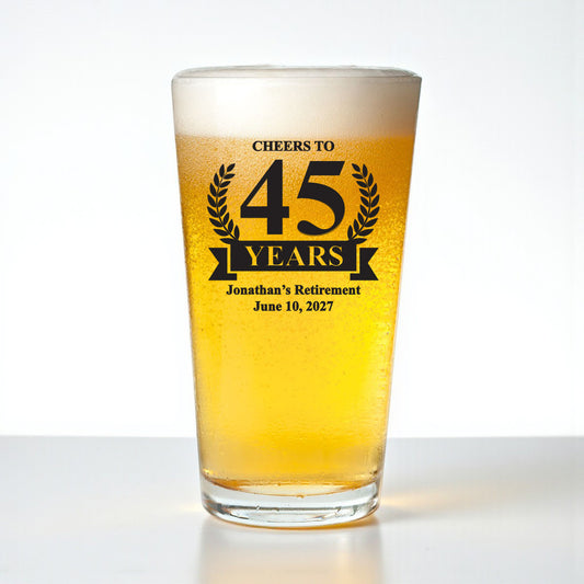 Cheers To Years Personalized Pint Beer Glass (Set of 18)