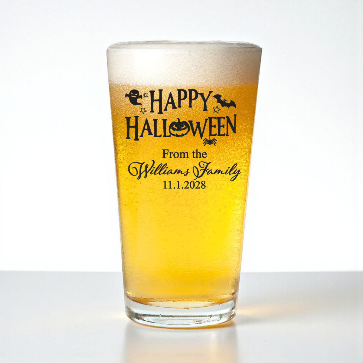 Happy Halloween Personalized Pint Beer Glass (Set of 18)