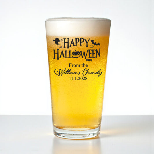 Happy Halloween Personalized Pint Beer Glass (Set of 18)