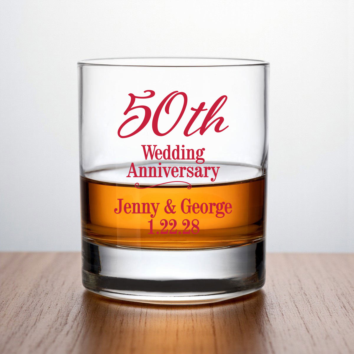 50th Anniversary Personalized Whiskey Rocks Glass (Set of 24)