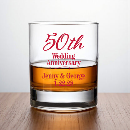 50th Anniversary Personalized Whiskey Rocks Glass (Set of 24)