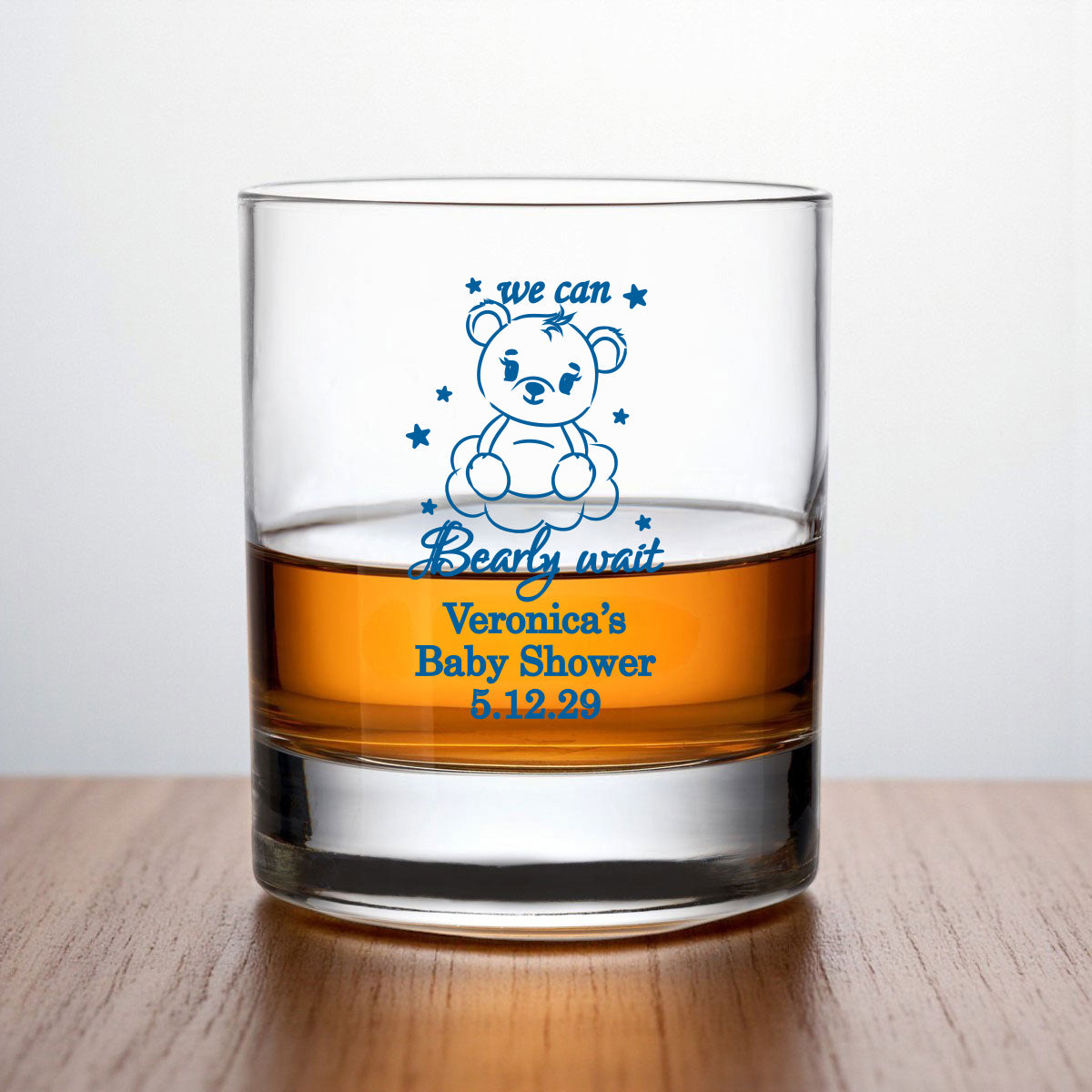 We Can Bearly Wait Personalized Whiskey Rocks Glass (Set of 24)