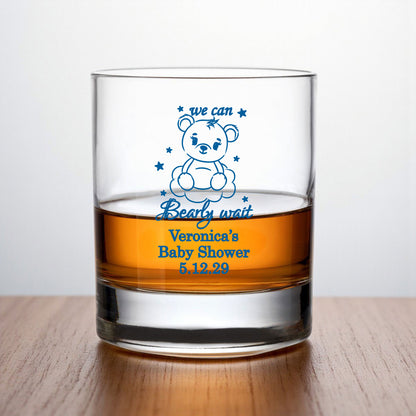 We Can Bearly Wait Personalized Whiskey Rocks Glass (Set of 24)