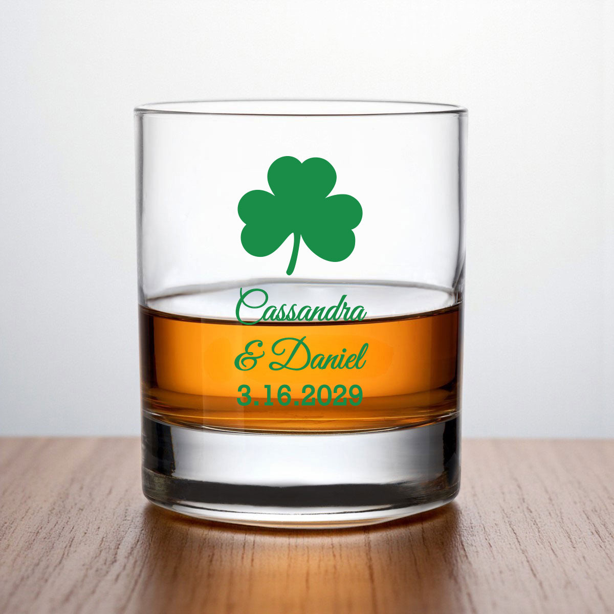 Irish Shamrock Personalized Whiskey Rocks Glass (Set of 24)