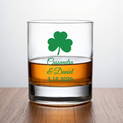 Irish Shamrock Personalized Whiskey Rocks Glass (Set of 24)