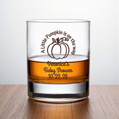 A Little Pumpkin Is On The Way Personalized Whiskey Rocks Glass (Set of 24)