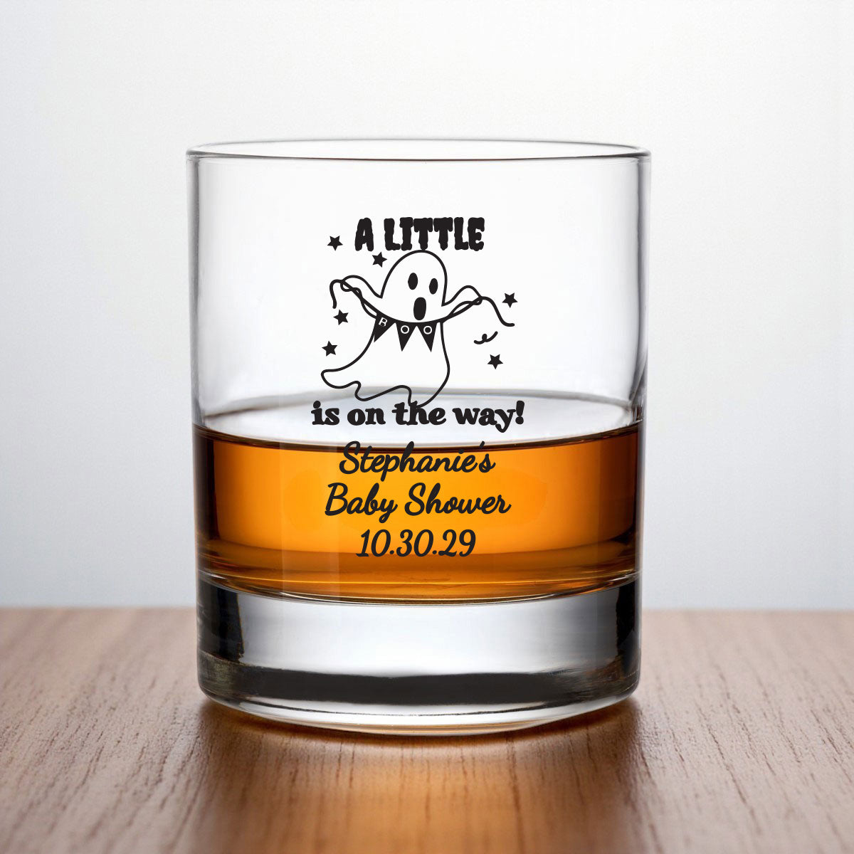 A Little Boo Is On The Way Personalized Whiskey Rocks Glass (Set of 24)
