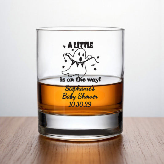 A Little Boo Is On The Way Personalized Whiskey Rocks Glass (Set of 24)