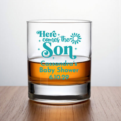 Here Comes The Son Personalized Whiskey Rocks Glass (Set of 24)