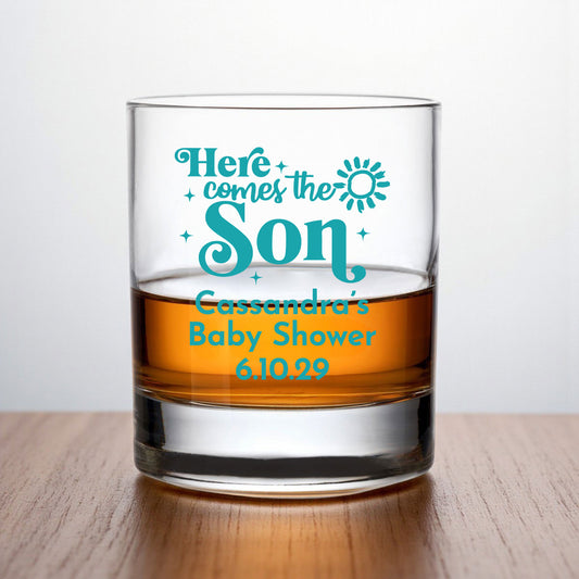Here Comes The Son Personalized Whiskey Rocks Glass (Set of 24)
