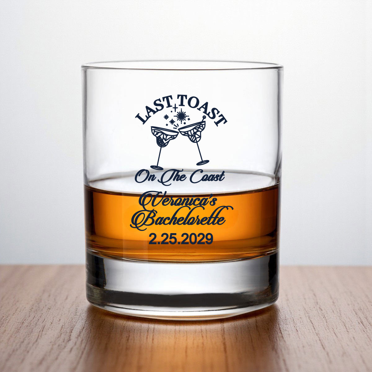 Last Toast On The Coast Personalized Whiskey Rocks Glass (Set of 24)
